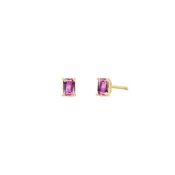 14k Emerald Cut Pink Sapphire Studs