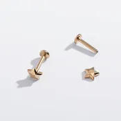 14k Gold PVD or Titanium Faceted Star Flat Back Studs