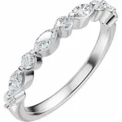 14K Gold 0.50 CTW Marquise and Round Lab-Grown Diamond Wedding Band