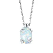 10KT .02CT (1)DIA/7X5 OV CREATED OPAL PEND