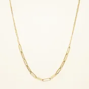 Adjustable Paperclip Link and Cable Necklace in 14kt Yellow Gold