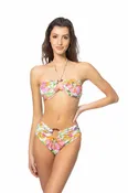 FLORAL BANDEAU BIKINI SET WITH CENTER RING