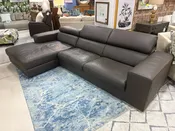 2 PIECE SECTIONAL SOFA GREY LEATHER PER CONDITION