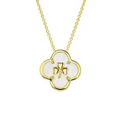 14K Gold Vermeil Clover Shamrock Mother of Pearl Necklace