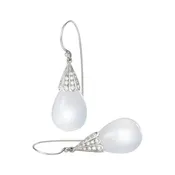 Candy Quartz Scallop Drop Earrings with Pavé Diamonds in 18KW