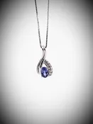14KT WG SAPPHIRE &amp;DIAMOND PENDANT
