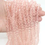 Chinese Crystal 4mm, 8mm Faceted Rondelle Beads, Light Pink