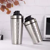 304 Stainless Steel Sports Protein Shake Mixer Cup - Single Layer with Pop-lid & Shake Ball 💪🏋‍♀️