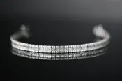 Baguette and Round Cut Diamond Bracelet | 18K White Gold