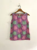 60s checker print top / 1960s checkerboard shirt / mod checked elephant print tank top — Dusty Rose Vintage