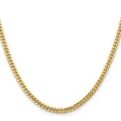14K 18 inch 3.5mm Solid Miami Cuban Link with Lobster Clasp Chain