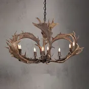 8 Light Elongated Fallow Antler Chandelier - AWC-1