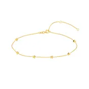 14k Yellow Gold Petite Star Station Anklet