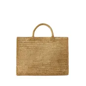 Anika Raffia Crochet Tote- Natural