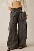 Drawstring Wide Leg Cargo Casual Pants