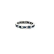 14 Karat Gold Sapphire and Diamond Wedding Band