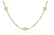 15" Choker Signature Cross Gold Pattern 2mm Bead