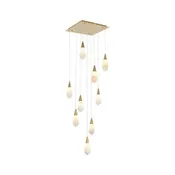 Elegant Lighting Amora 9 Light 20 inch LED Square Alabaster Pendant in Satin Gold 1013S20SG-22ST