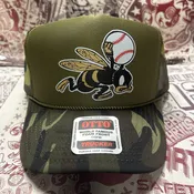 River City Honey Busters "Bee Positive" Screen Printed Camo Trucker Hat / Snapback — Oliver Peck's Anchor Screen Printing  Dallas Texas