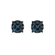 14KT Gold Blue Diamond Earrings