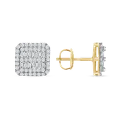 1.05 CT. T.W. Ladies Rectangle Baguette Diamond Cluster Stud Earrings