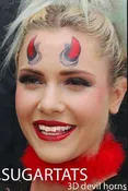 3-D Horns - SugarTats - Red | Green | White - Temporary Tattoos - Costume Accessory