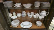 12 PLACE WHITE GOLD FLORAL CHINA SET