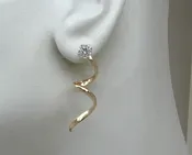 Earring Jackets, 14K Gold Filled Spiral Hammered Jackets, Diamond Jackets, Stud
