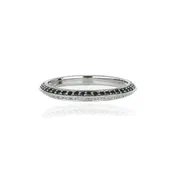 14k White Gold Black and Colorless Diamond Wedding Band