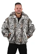 Animal Print dyed Full Pelt Rabbit 28” Zip Jacket with Detachable Hood