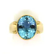 Aquamarine Oval Bezel Ring