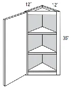 AW36 - Amesbury Ivory Recessed - 36" High Angled Wall Cabinet - Single Door