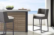 Angled-back Wicker Outdoor Stool/Chair