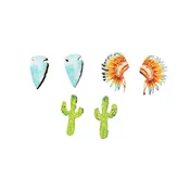 3-Piece Colored Wood Earrings