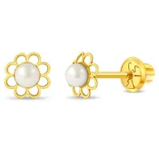 14K Gold & Pearl Flower