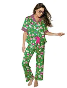 ADULT Silky Holiday Bauble s/s Pant Set GREEN