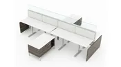 4 Person Open Low 72″ wide cubicle with Height Adjustable Worksurface