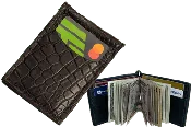 Black Alligator Bifold Slim Profile Wallet With Money Clip