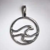 Sterling Silver Double Wave in Circle charm