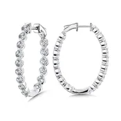 4.00ctw Oval Inside-Out Lab Grown Diamond Hoops in 18k White Gold
