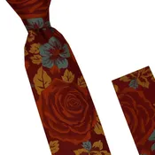 Baroque Tie & Pocket Square | 100% Silk | Red