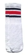 Kids White tube socks with Black-Red stripes style 3