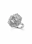 Floral Diamond Halo Ring White Gold