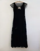 1930s Vintage Lace Dress with Floral Ribbon Work