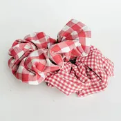 Adorro - Red Gingham Scrunchie Set