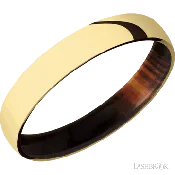 4 mm wide Domed 14K Yellow Gold band featuring a Cocobolo sleeve.