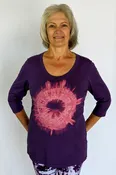 3/4 Sleeve Organic Cotton Aura Burst Tee- Purple