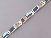 Multi-Stone Inlay Link Bracelet featuring Turquoise