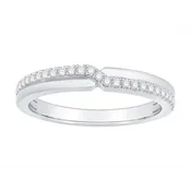 10K White Gold Round Diamond Stepped Band