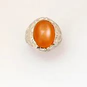 Oval Peach Moonstone Sterling Silver Ring